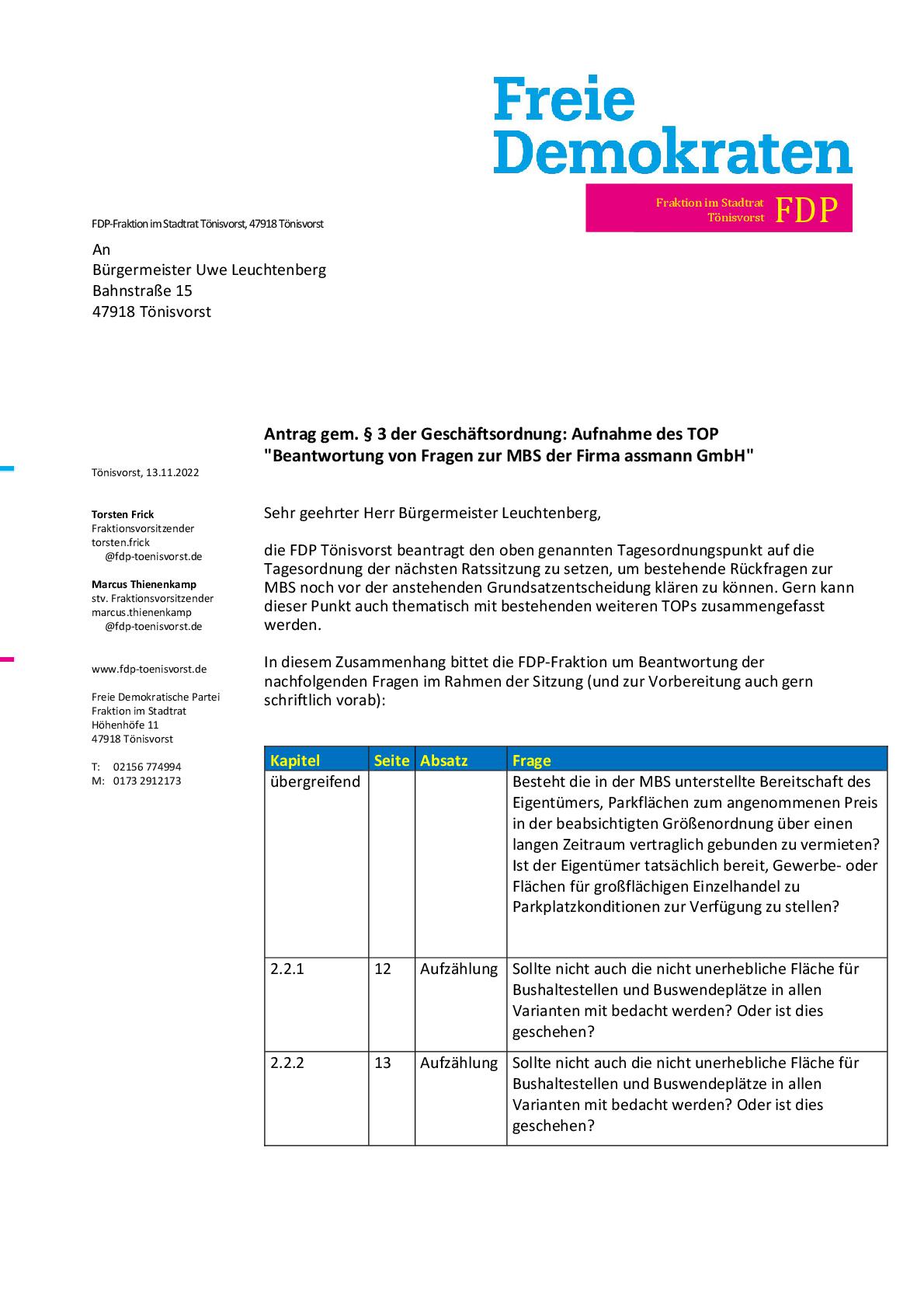 Seite 1 unseres Antrages